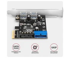 AXAGON PCEU-232RS PCIe kortelė - 2+2x USB 5Gbps prievadas, SATA maitinimas, Renesas PD720201, SP ir LP