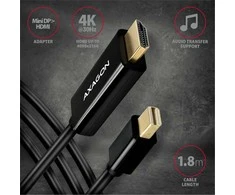 AXAGON RVDM-HI14C2 Mini DisplayPort to HDMI adapter cable, 4K/30 Hz, 180 cm long – juodas