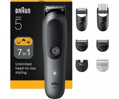 „Braun 7-in-1“ priežiūros rinkinys | „Viskas viename“ rinkinys, 5 serija, AIO5520 | Belaidis | Ilgio pakopų skaičius: 14 | Juodas