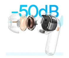 Baseus Belaidės Bluetooth 6.0 ausinės Bass BP1 Pro su triukšmo slopinimu ir įkrovimo dėklu, baltos