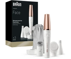 Braun FaceSpa Pro kasvoepilaattori + 3 lisäosaa, 911, valkoinen/pronssi