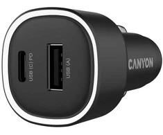 CANYON car charger OnDrive 85 PD 85W USB-A+USB-C Juodas