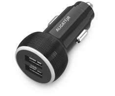 Car charger ALIGATOR, 2xUSB 2,4A, original juodas