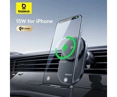 Baseus PrimeTrip VC1 Pro su ładowarką indukcyjną Qi2 na kratkę nawiewiu - juoda