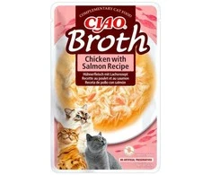 Kačių skanėstai - INABA Ciao Broth Vištiena ir Lašiša 12x40g