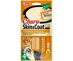 Kačių Skanėstai - INABA Churu Skin&amp;Coat Vištienos Receptas 4x14 g