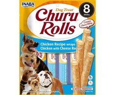 Inaba Foods Churu Dog skanėstas Rolls vištienos sūris 96g
