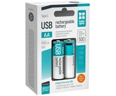 ColorWay rechargeable batteries AA 2200mAh/ USB-C/ 1.5V/ 6pcs in pack