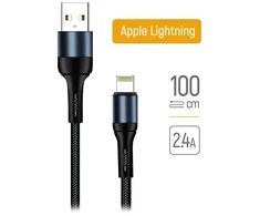 ColorWay USB/Apple Lightning Cable/2.4A/Nylon/1 m/Juodas