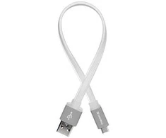 ColorWay USB-C cable 25cm, flat, baltas