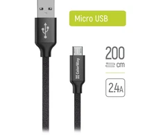 ColorWay USB/Micro USB laidas, 2 m, 2.4 A, juodas