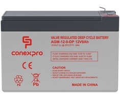 Conexpro AGM battery 12V, 9Ah, 10 metai, Faston 6,3mm, Deep cycle