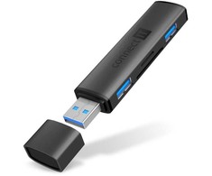 CONNECT IT Hub Compact 4v1, 2xUSB 3.0, 1xSD, 1xMicroSD, externí, juoda