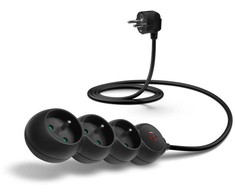 CONNECT IT ilgintuvas 230 V, 3 lizdai, 1,5 m, su jungikliu (juodas)