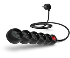 CONNECT IT ilgintuvas 230 V, 5 lizdai, 2 m, su jungikliu (juodas)