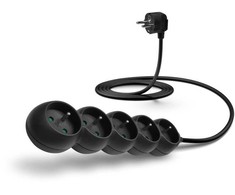 CONNECT IT ilgintuvas 230 V, 5 lizdai, 2 m, be jungiklio (juodas)