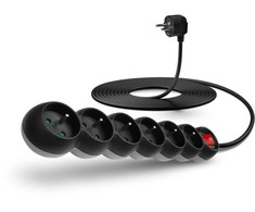 CONNECT IT ilgintuvas 230 V, 6 lizdai, 5 m, su jungikliu (juodas)