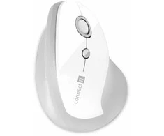 Connect It PRIJUNK JĄ SVEIKATAI, ergonomiška vertikali pelė, (+ 1x nemokama AA baterija), belaidė, BALTA