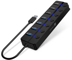 CONNECT IT USB Hub Mighty Switch 2, 4xUSB 3.0, 3xUSB 2.0, išorinis, juoda