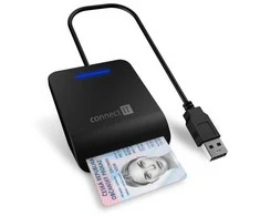 CONNECT IT USB eID ir lustinių kortelių skaitytuvas, juodas