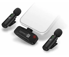Mikrofonas Connect IT CONNECT IT Mikrofonas ClipMic 2x Bezprzewodowy Lavalier mikrofon su odbiornikiem złącze Lightning juoda
