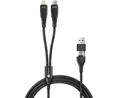 CONNECT IT Wirez 4in1 1x USB-C, 1x Lightning, 1,25 m, Juodas
