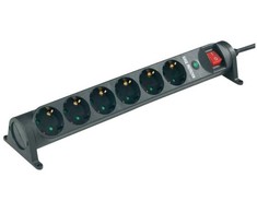 Conrad Renkforce 615F-CMB-S, number of sockets 6, IP20, 1.50 m, juodas