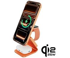 Cubenest Qi2.2 3in1 magnetic wireless charger SQ314 oranžinis