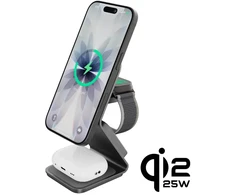 Cubenest Qi2.2 3 viename magnetinis belaidis įkroviklis SQ314 pilkas