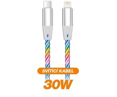 Duomenų kabelis ALIGATOR POWER 3A 30W, USB-C/Lightning, 1,2 m šviesus