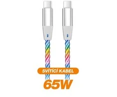 Data cable ALIGATOR POWER 3A 65W, USB-C/USB-C, 1.2m luminous