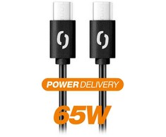 Data cable ALIGATOR POWER 65W, USB-C/USB-C 3A, 2.5m juodas