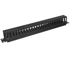 DATACOM 19" 1U single-piece plastikas strip (BK) / through-plate