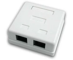 DATACOM Data socket STP CAT5E 2xRJ45 baltas