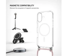 Fixed FIKSUOTAS „MagPure“ kaklo dėklas su rožiniu dirželiu, skirtas „Apple iPhone 17“
