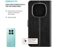 Fixed Fiksuotas Opus | Knygų dėklas | Xiaomi | Redmi Note 14 Pro 5G/POCO X7 | Oda | Juodas