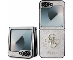 Guess PU 4G Metal Logo dėklas skirtas Samsung Galaxy Z Flip 6/7 FE rožinės spalvos