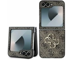 Guess PU 4G Metal Logo Samsung Galaxy Z Flip6 dėklas telefonui rudos spalvos