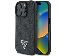 GUESS dėklas skirtas Apple iPhone 16 Pro GUHCP16LP4TDPK (PU Leather 4G Triangle Strass) juodos spalvos