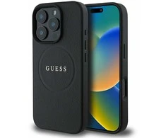 Guess PU Grained Classic Logo MagSafe Apple iPhone 16 Pro dėklas telefonui juodos spalvos