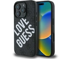 Guess PU Leather 4G Big Love Logo MagSafe Apple iPhone 16 Pro dėklas telefonui juodos spalvos