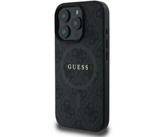 Guess PU Leather 4G Colored Ring MagSafe Apple iPhone 16 Pro Max dėklas telefonui juodos spalvos