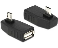Delock Adapteris USB microUSB male > USB 2.0 female, OTG, 90° rectangular (65474)