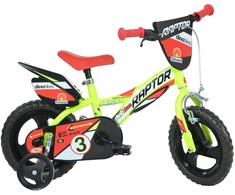 Dino bikes Dino Bikes Raptor vaikiškas dviratis, fluorescencinis geltonas, 12"