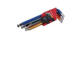 DTZ Allen wrenches SET with ball 1,5 - 10 mm, 9 pcs, CrV, coloured, FESTA