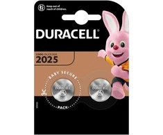 Duracell lithium button cell battery, 2 pcs (CR2025)
