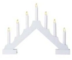 Emos Baltas wooden LED candle holder, 29 cm, 2x AA, indoor, warm baltas, timer