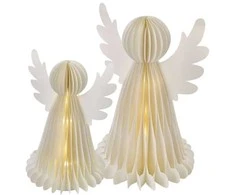 Emos Christmas paper angels with stand, 2 pcs, 28/38 cm, inner