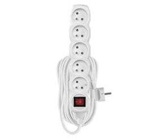 Emos Ilgintuvas 10 m / 5 lizdų / su jungikliu / baltas / PVC / 1 mm2
