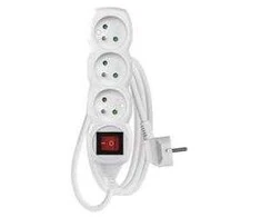 Emos Extension cable 1,2m / 3 sockets / with switch / baltas / PVC / 1 mm2